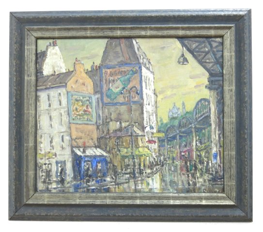 Frans Ruwel, Street Scene Oil on canvas laid on board. Signed lower right.  Frans Ruwel, Dutch ( - Image 2 of 4