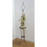 Double Figural White Metal Lamp Approx. 26" H.