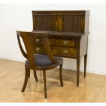 Regency Style Mahogany Desk with Chair Circa 1940s. Tambour doors. Desk approx. 43" H x  36" W x 19"