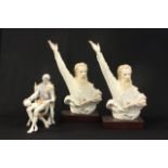 Lot of 3 Cybis Porcelain Figures Including Hamlet and 2 Moses the Great Lawgiver  figures. With wood