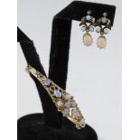 14K Yellow Gold & Opal Bracelet & Earrings Set Approx. 14.4 dwt.