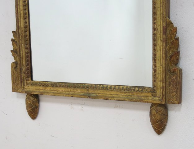 Italian Gilt Wood Mirror with Basket of Flowers Approx. 44" H x 23" W. - Image 3 of 3