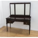 Mahogany Adam Style Carved Vanity With trifold mirror.