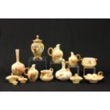 Lot of 13 19th-Early 20th C. Royal Worcester Items Including vases, pitchers, baskets, bowls,