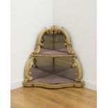 2-Tier Carved Hanging Shelf Mirrored back. Country French style. Approx. 26" H  x 27" W.