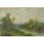 Thomas B. Griffin Landscape "Falls in a Mountainous Landscape." Signed lower  left. Approx. 16" H