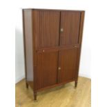 Mahogany Marble Top Cabinet with Tambour Doors Circa 18th-19th century. Desk interior.  With  slide.