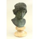 Neapolitan Bronze Bust of A Youth Approx. 18" H. Probably Chiurazzi Foundry, Naples.