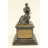 Füllborn Bronze on Marble Plynth, "Machinist" Approx. 6" H x 4 1/8" W x 4 1/4" D, 11 1/4" H with