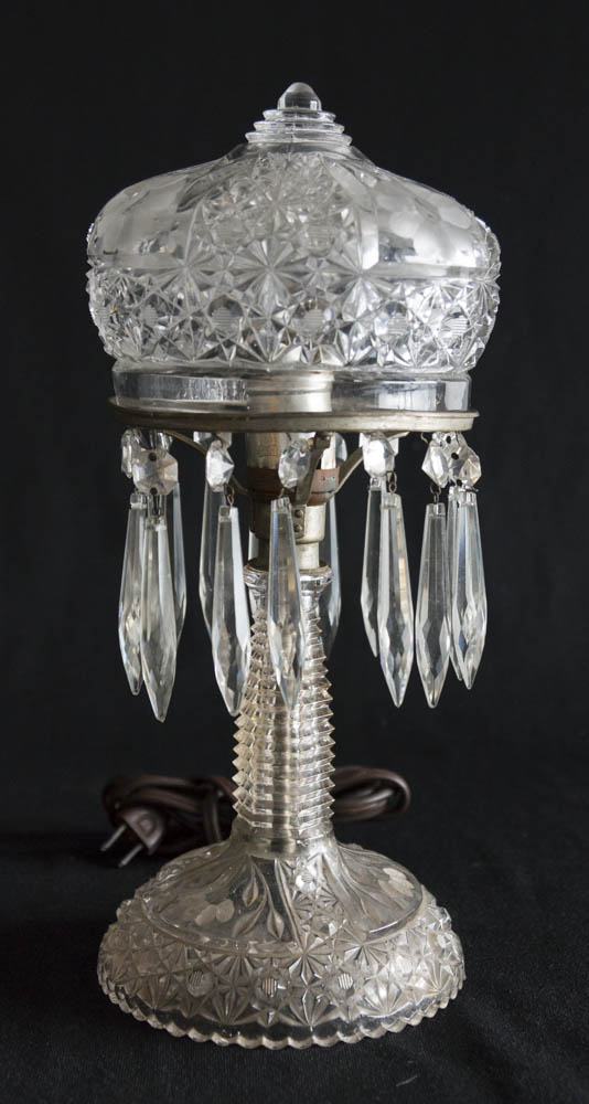 Mushroom Form Victorian Glass Lamp Pressed glass lamp. Approx. 13" high