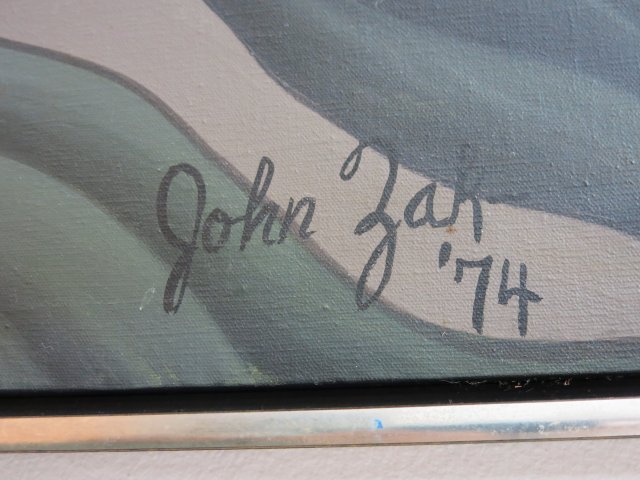 John Zak, "White Tiger Lily" Oil on canvas. Signed and dated 1974 verso.  Dedicated to Joseph Malek. - Image 5 of 5