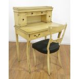 White Painted Ladies Desk with Chair Desk approx. 43" H x 32" W x 19" D. Chair has  loose legs. Desk