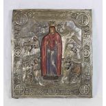Russian Icon of Blessed Virgin & Various Saints Late 19th century. Approx. 12 1/8" H x 11" W.