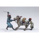 Cold Bronze Vienna Style Boys Pulling Donkey Approx. 2 1/2" H x 3 1/2" W x 1 1/2" D.