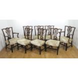 Set 8 Chippendale Style Chairs Early - mid 20th century. Including 2 arm chairs  and 6 side chairs.