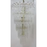 Lucite & Brass, " Waterfall Chandelier" Approx. 42" H x 22" D.