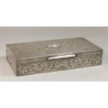 Etched 800 Silver Box with Scroll Design Rosewood interior. Aprpox. 1 1/2" H x 20 1/2" W x  4 1/4"