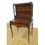 French Style Inlaid Brass Mounted Ladies Desk Approx. 55" H x 32" W x 20" D.