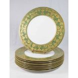 Set of 9 Royal Worcester Plates Approx. 10 1/2" diameter. Heavily-encrusted gold  border, grape &