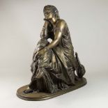 Schoenewerk Bronze, "Muse with a Lyre" Approx. 20" H x 20" W.