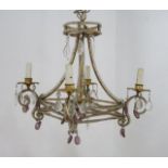 Italian Skeleton Form Clear & Amethyst Chandelier Crystal beaded. Approx. 16" H x 18" W.