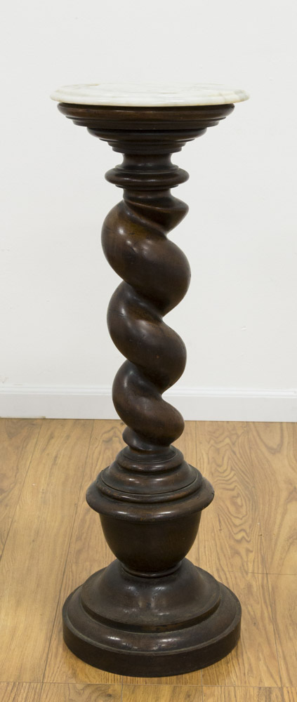 Barley Twist Marble Top Pedestal Approx. 36" H.