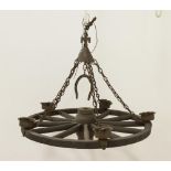 Wagon Wheel Chandelier Approx. 31" diameter.