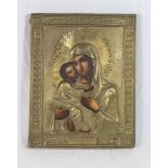Russian Icon of Blessed Mother and Baby Jesus Late 19th-early 20th century. From a private