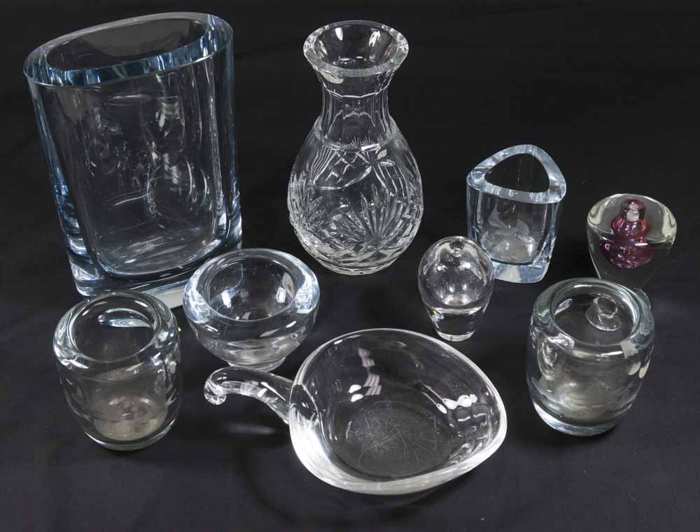 Lot of Steuben, Orrefors, & Other Swedish Glass 9 pieces total. Largest approx. 9 1/4" H.