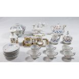 Group Lot of Diminutive Porcelain Items Including teaset on tray; Chinese tea set; vase;  rice