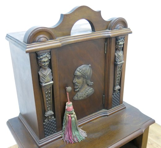 Oval Marble Top Figural Telephone Table & Chair Ca. 1920s. Approx. 44" H x 20" W x 14" D. Back - Image 3 of 6