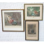 3 Framed French Engravings Including "Le Verrou," approx. 13 1/2" H x 17 1/2"  W; "La Visite