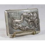 Chinese Silver Cigarette Box Decorated with dragon. Approx. 4 3/4" H x 3 1/4"  W. Approx. 5.4 ozt.