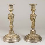 Silvered Bronze Candlesticks Approx. 9 3/4" H.