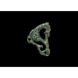 Viking Bronze Ringerike Beast Mount 10th-11th century AD. A cast flat-section triangular openwork