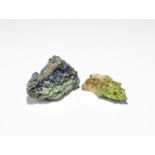 Geological Malachite and Pyromorphite Mineral Specimen Group A group of two mineral specimens
