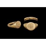 Post Medieval Gold 'Just my Baby' Posy Signet Ring Hallmarked 1912 AD. A barrel-shaped hoop