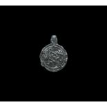 Viking Bronze Pendant with Interlace 11th century AD. A discoid pendant with pierced lug above,