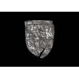 Medieval Silver 'Baron de la Pole' Heraldic Pendant 14th-15th century AD. A silver heater-shaped