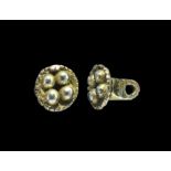 Post Medieval Tudor Silver-Gilt Decorated Button Fastener 16th century AD. A discoid button with