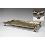 Greek Eastern Hellenistic Silver-Gilt Footed Tray 4th-2nd century BC. A long, rectangular shallow