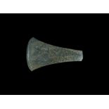 Bronze Age British 'Migdale' Type Flat Axe 2200-2000 BC. A pelta-shaped flat blade with shallow