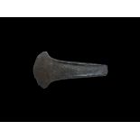 Bronze Age British 'Bandon' Type Flat Axe 1900-1700 BC. A cast axe with square butt, flared blade