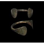 Iron Age Thracian Bronze Bracelet 2nd-1st century BC. A penannular bracelet comprising a substantial