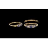 Post Medieval Gold Ring with Sapphires and Diamonds Hallmarked 1916 AD. A D-section hoop with