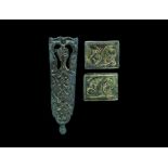 Viking Gilt-Bronze Belt Furniture Group 10th-11th century AD. A belt suite comprising: two