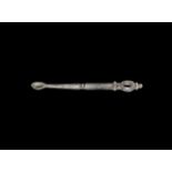 Post Medieval Silver Apothecary's Spoon 16th century AD. A square-section balustered shank with