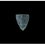 Medieval Bronze Heraldic Horse Harness Stud 13th-14th century AD. A heater shield shaped panel