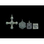 Medieval Bronze Heraldic Horse Harness Pendant Group 14th century AD. A mixed group comprising: a