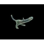 Roman Bronze Phallic Tintinnabulum Pendant 1st century AD. A cast phallic pendant with dog's legs,